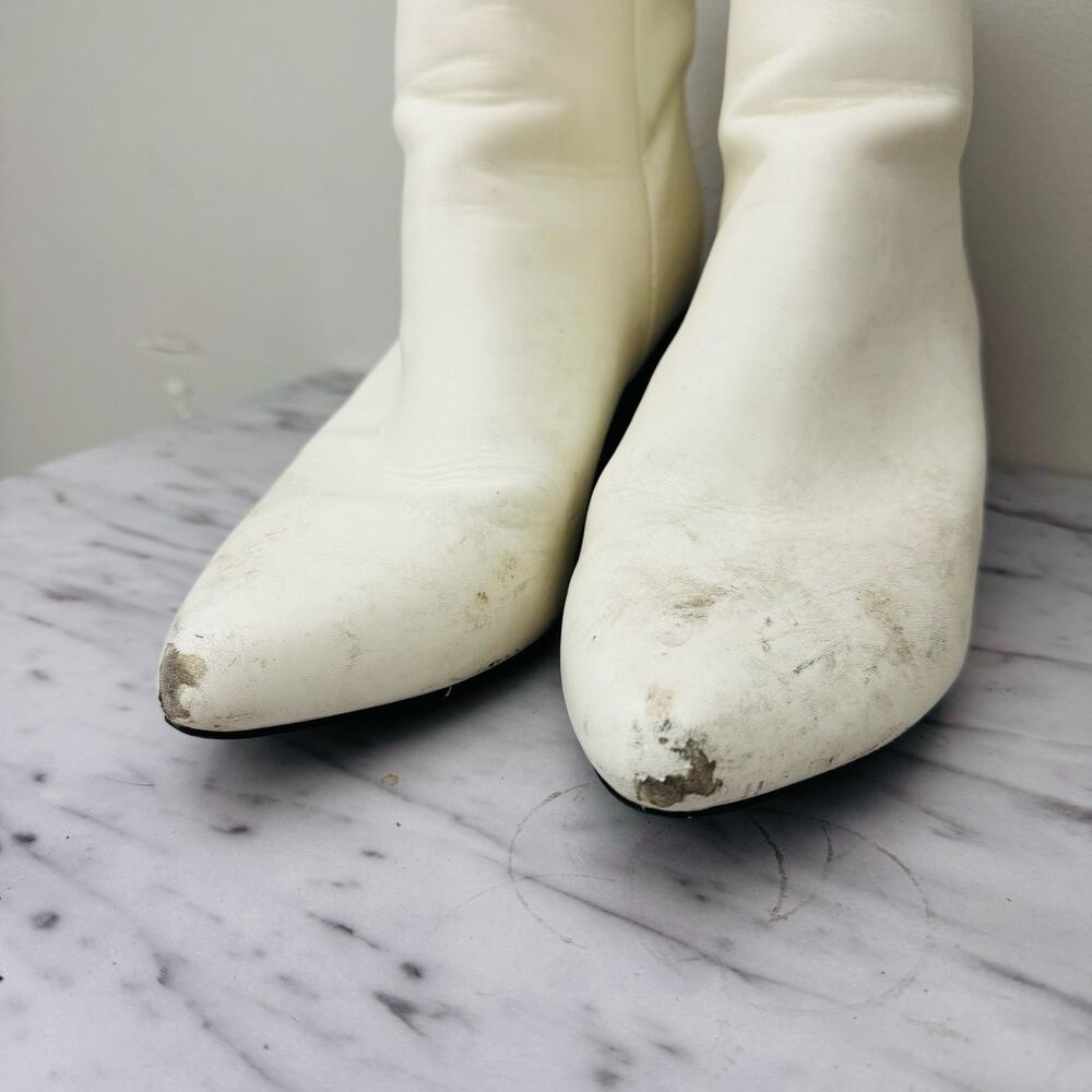 Lulus White Leather Ankle Booties Women’s Size 10 - Picture 4 of 11